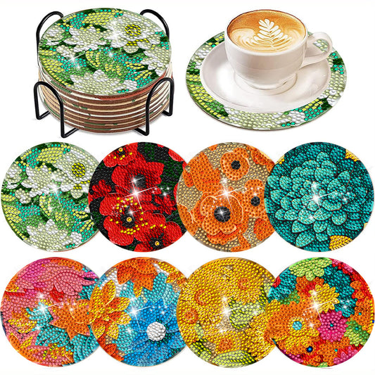 8Pcs Diamond Art Painting Coasters Craft Kit with Holder (St. Patrick Day Gnome)