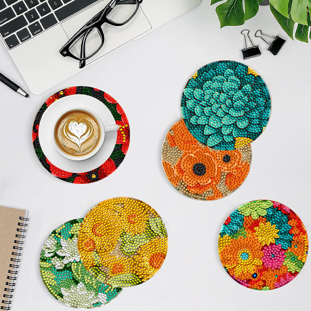 8Pcs Diamond Art Painting Coasters Craft Kit with Holder (St. Patrick Day Gnome)