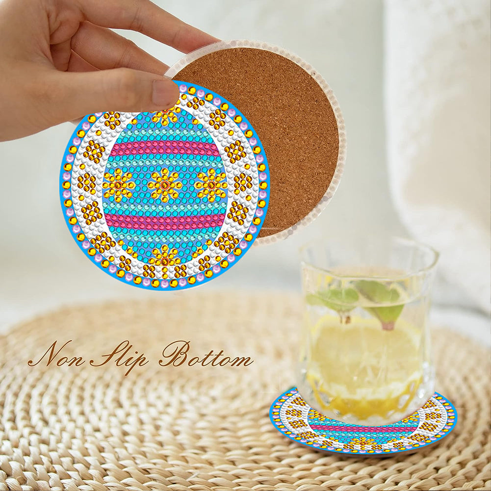8Pcs Diamond Art Painting Coasters Craft Kit with Holder for Gift(Vintage Plaid)