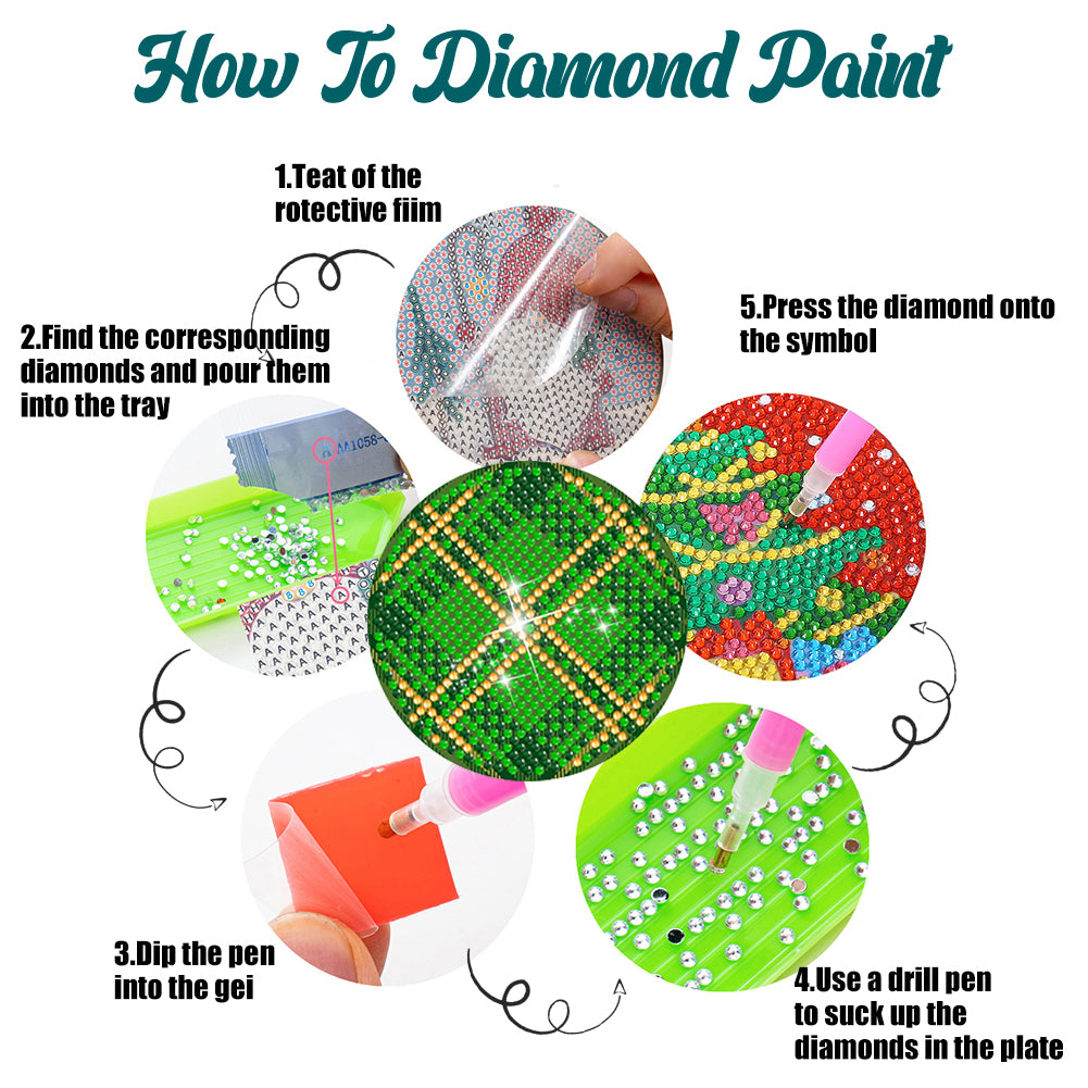 8Pcs Diamond Art Painting Coasters Craft Kit with Holder for Gift (Abstract Art)