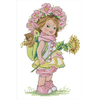 Summer Girl - 14CT Stamped Cross Stitch 22*34CM(Joy Sunday)