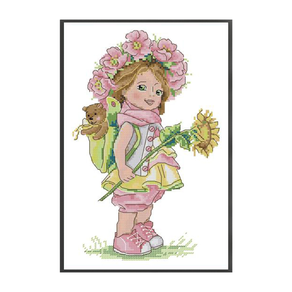 Summer Girl - 14CT Stamped Cross Stitch 22*34CM(Joy Sunday)