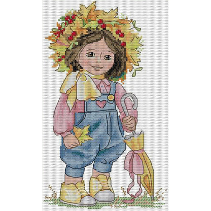 Autumn Girl - 14CT Stamped Cross Stitch 19*33CM(Joy Sunday)