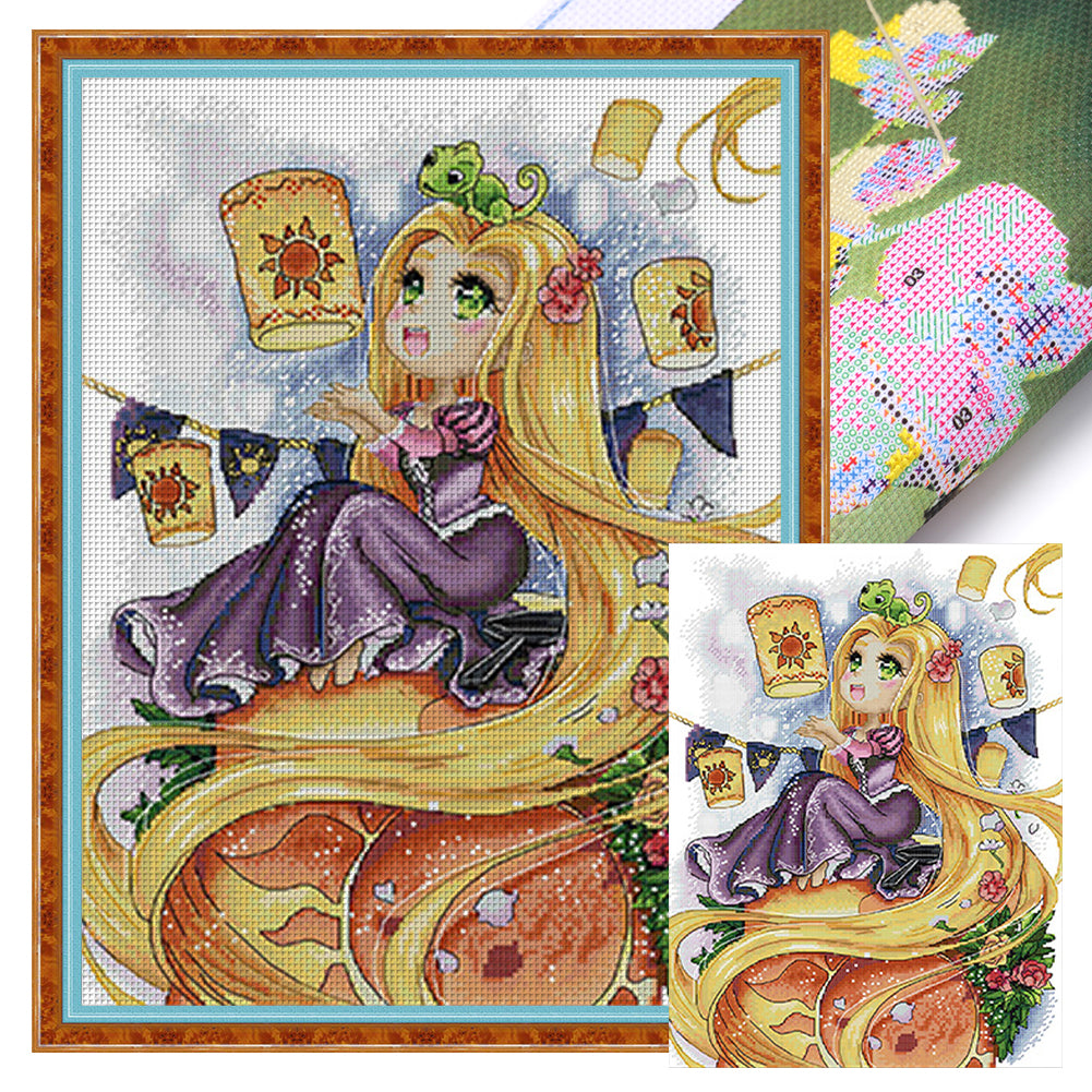 Long Hair Princess - 14CT Stamped Cross Stitch 33*44CM(Joy Sunday)