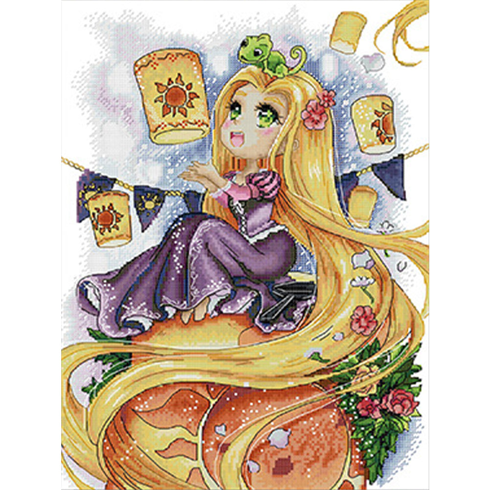 Long Hair Princess - 14CT Stamped Cross Stitch 33*44CM(Joy Sunday)