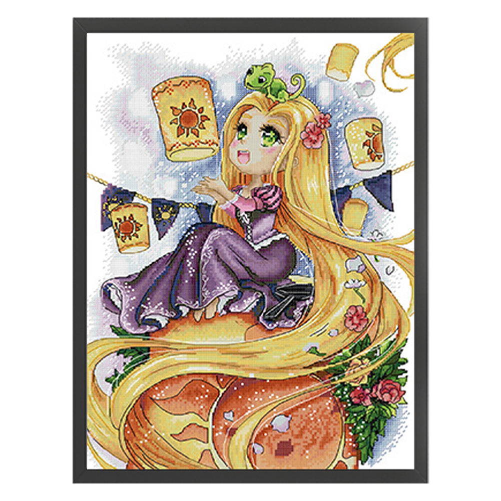 Long Hair Princess - 14CT Stamped Cross Stitch 33*44CM(Joy Sunday)