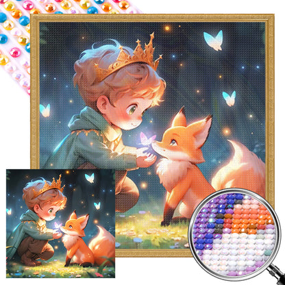 Little Boy And Fox - Full AB Round Drill Diamond Painting 40*40CM