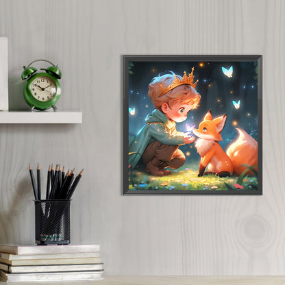 Little Boy And Fox - Full AB Round Drill Diamond Painting 40*40CM