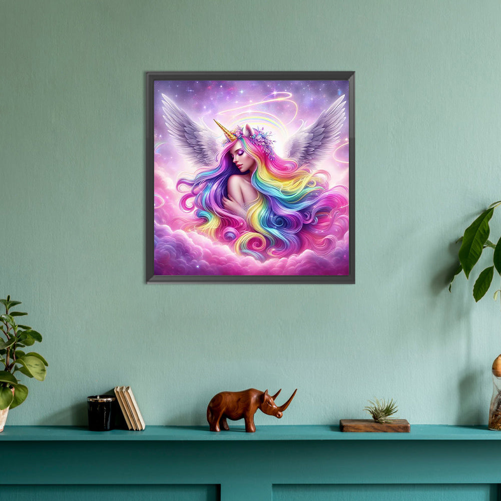 Rainbow Unicorn Girl - Full Round Drill Diamond Painting 30*30CM