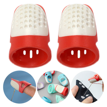 Sewing Thimble Finger Protector DIY Sewing Tool for Needlework (Red Medium)