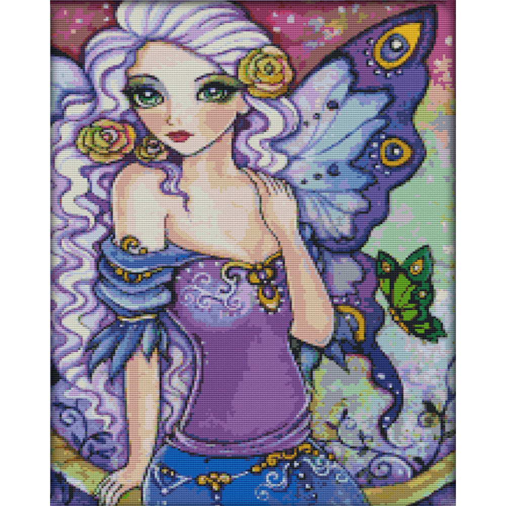 Butterfly Fairy - 14CT Stamped Cross Stitch 40*52CM(Joy Sunday)