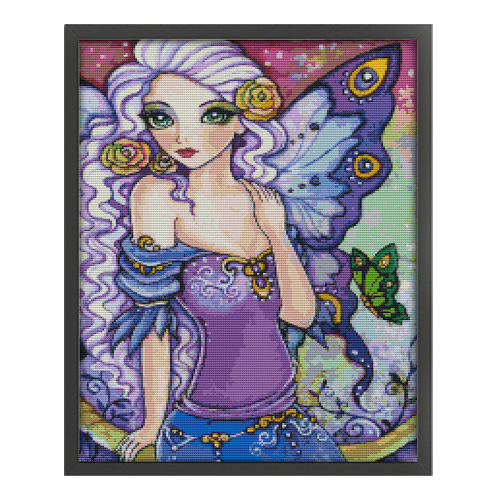 Butterfly Fairy - 14CT Stamped Cross Stitch 40*52CM(Joy Sunday)