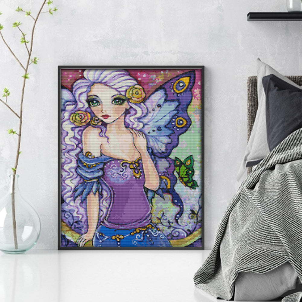 Butterfly Fairy - 14CT Stamped Cross Stitch 40*52CM(Joy Sunday)