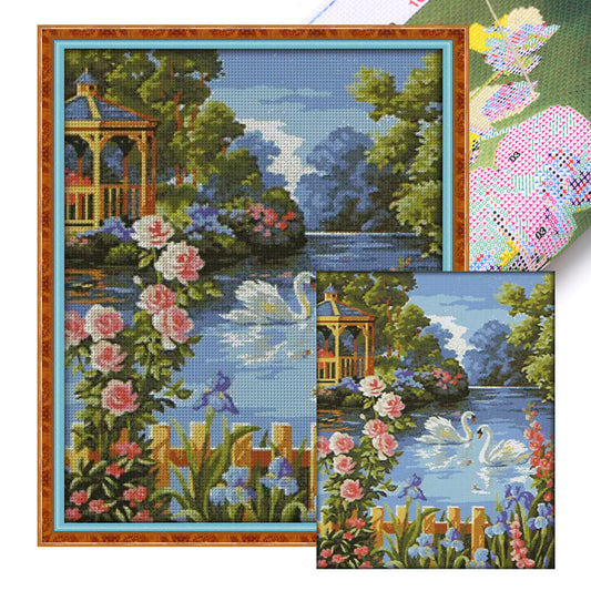 Swan Lake(3) - 14CT Stamped Cross Stitch 48*60CM(Joy Sunday)