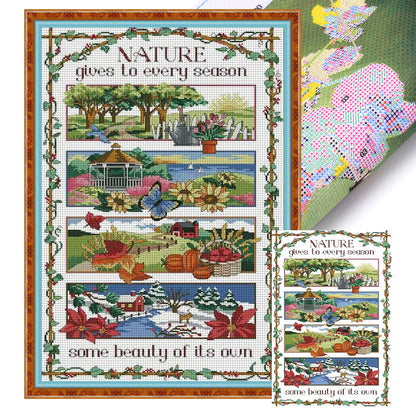 Rich Pastoral Seasons - 14CT Stamped Cross Stitch 38*58CM(Joy Sunday)