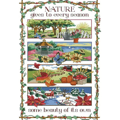 Rich Pastoral Seasons - 14CT Stamped Cross Stitch 38*58CM(Joy Sunday)