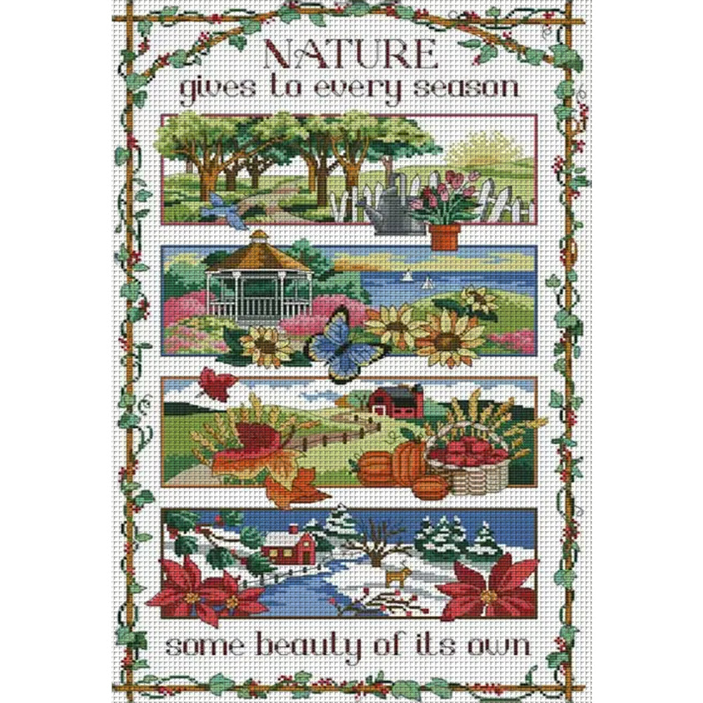 Rich Pastoral Seasons - 14CT Stamped Cross Stitch 38*58CM(Joy Sunday)