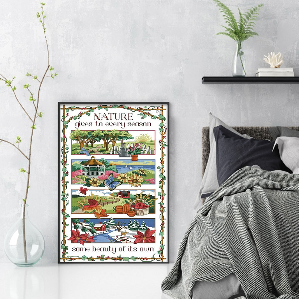 Rich Pastoral Seasons - 14CT Stamped Cross Stitch 38*58CM(Joy Sunday)