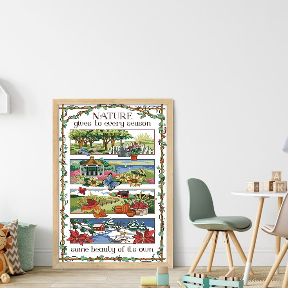 Rich Pastoral Seasons - 14CT Stamped Cross Stitch 38*58CM(Joy Sunday)