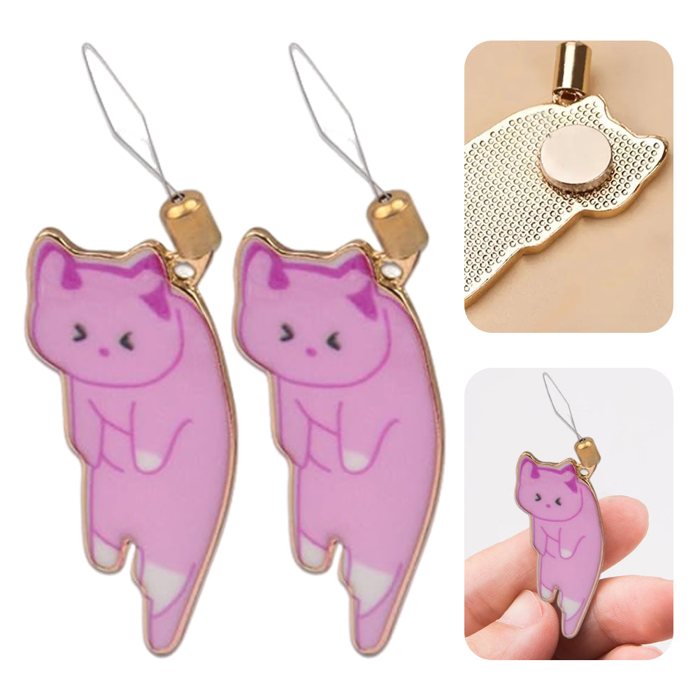 Cute Cat Magnetic Needle Holder Threader Household Magnetic Pin Holder (Pink)