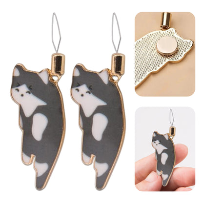 Cute Cat Magnetic Needle Holder Threader Household Magnetic Pin Holder (Grey)