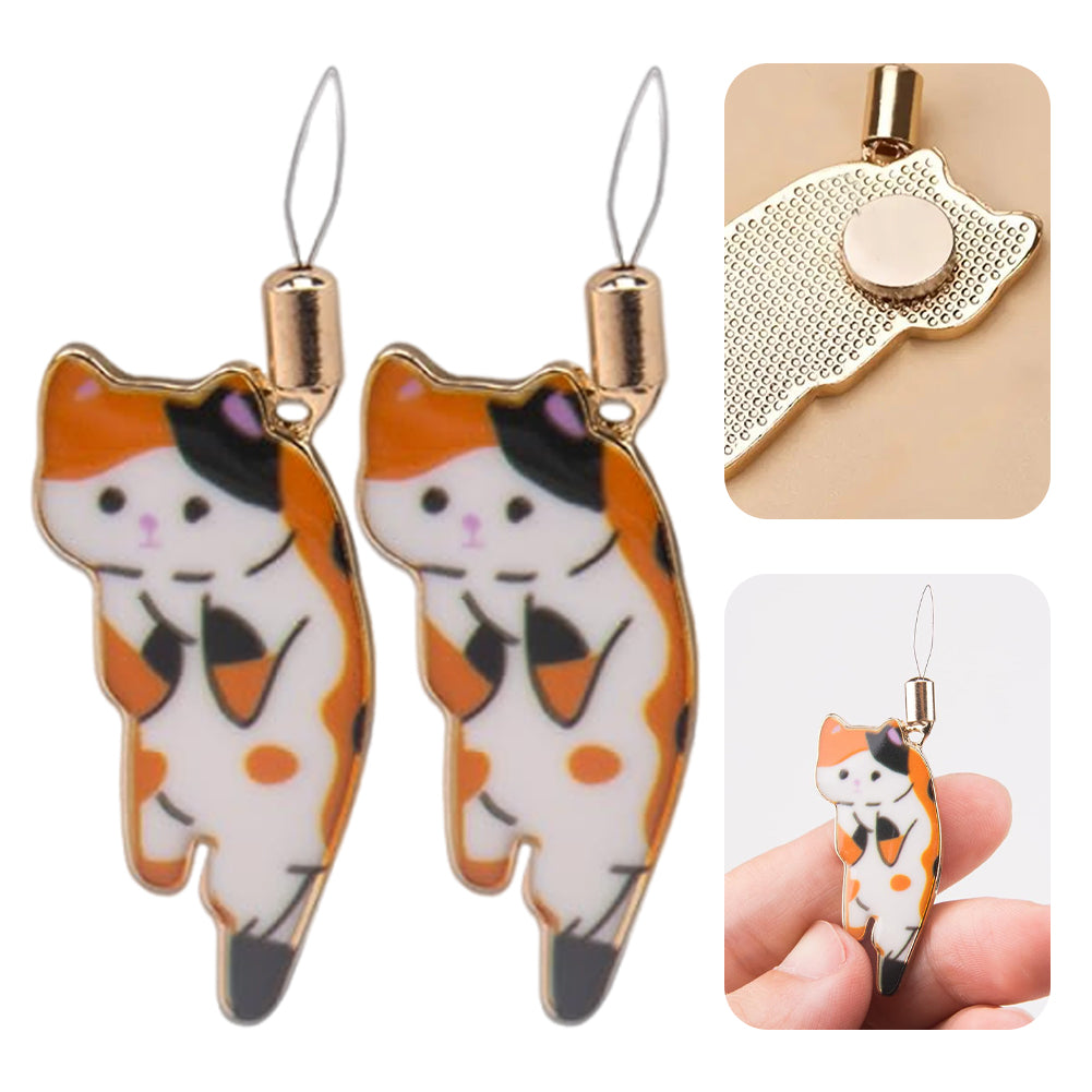 Cute Cat Magnetic Needle Holder Threader Household Magnetic Pin Holder (Orange)