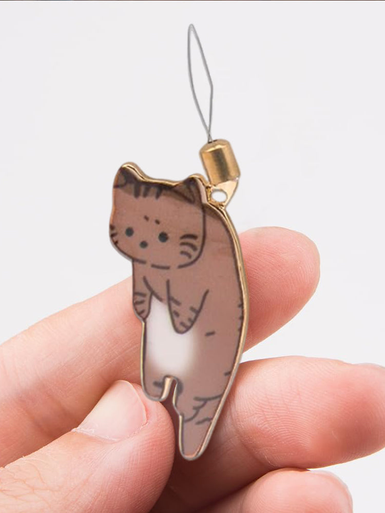 Cute Cat Magnetic Needle Holder Threader Household Magnetic Pin Holder (Brown)