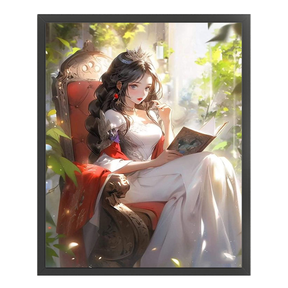 Girl Reading Book - 11CT Stamped Cross Stitch 40*50CM