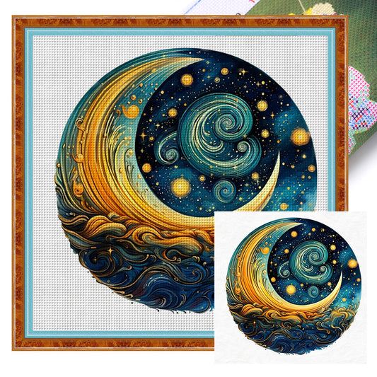 Moon Starry Sky - 11CT Stamped Cross Stitch 50*50CM