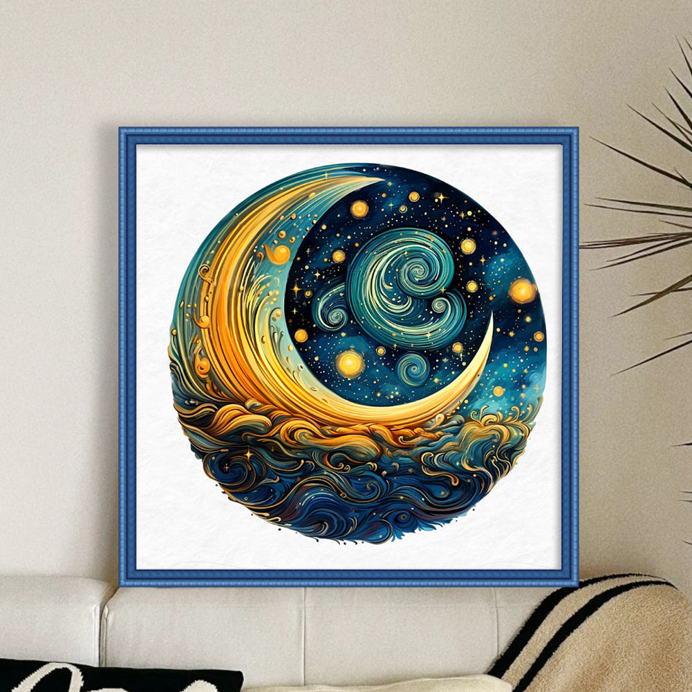 Moon Starry Sky - 11CT Stamped Cross Stitch 50*50CM