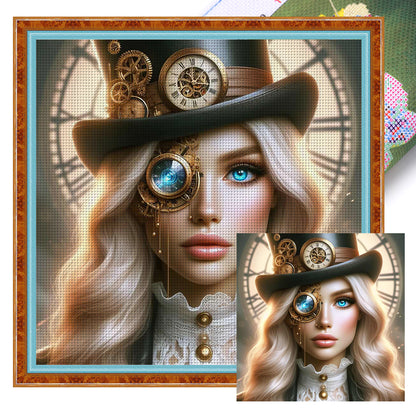 Steampunk Girl - 11CT Stamped Cross Stitch 50*50CM