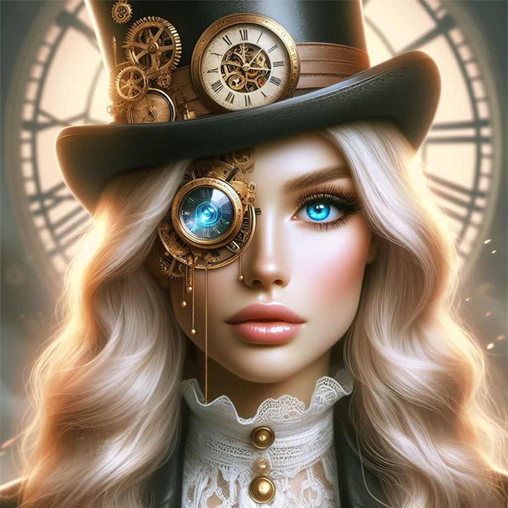 Steampunk Girl - 11CT Stamped Cross Stitch 50*50CM