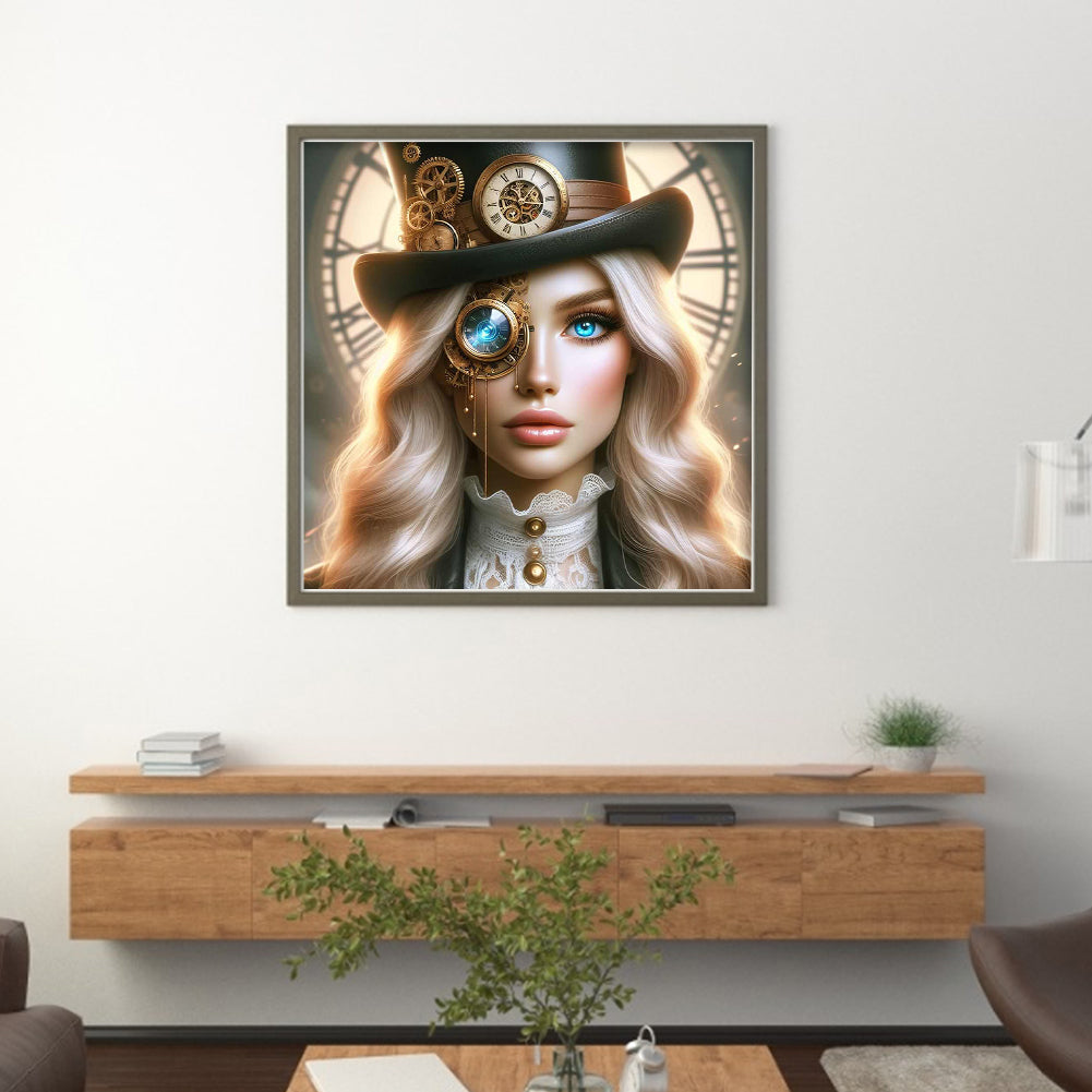 Steampunk Girl - 11CT Stamped Cross Stitch 50*50CM