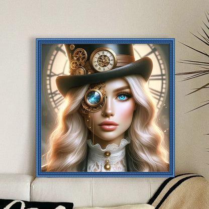 Steampunk Girl - 11CT Stamped Cross Stitch 50*50CM