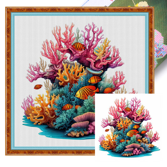 Undersea Coral - 14CT Stamped Cross Stitch 60*60CM