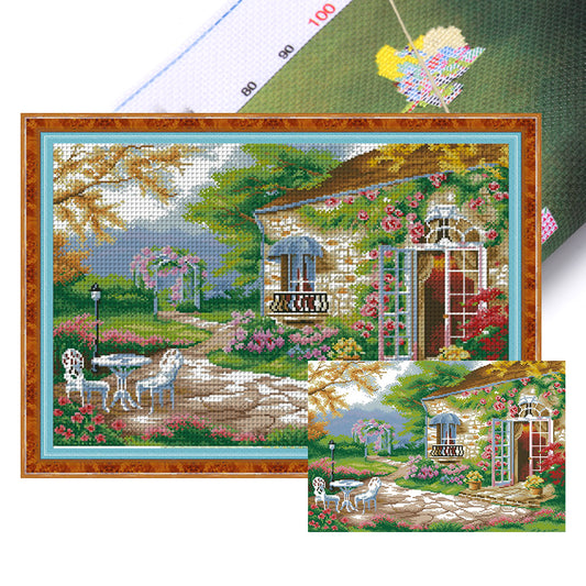 Romantic Back Garden - 14CT Stamped Cross Stitch 53*38CM(Joy Sunday)