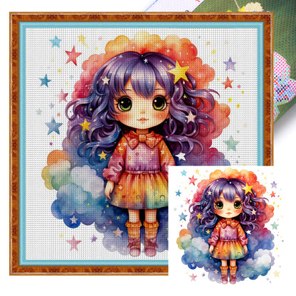 Girl - 14CT Stamped Cross Stitch 40*40CM