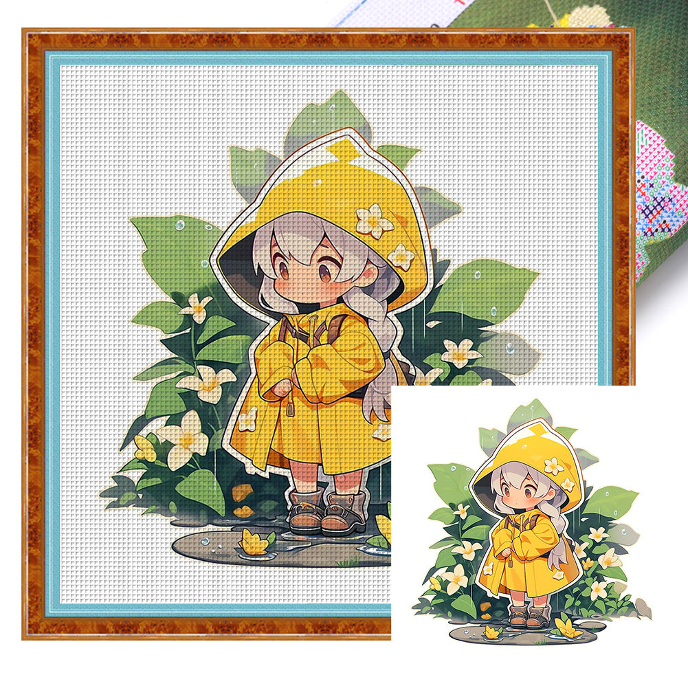 Girl - 14CT Stamped Cross Stitch 40*40CM