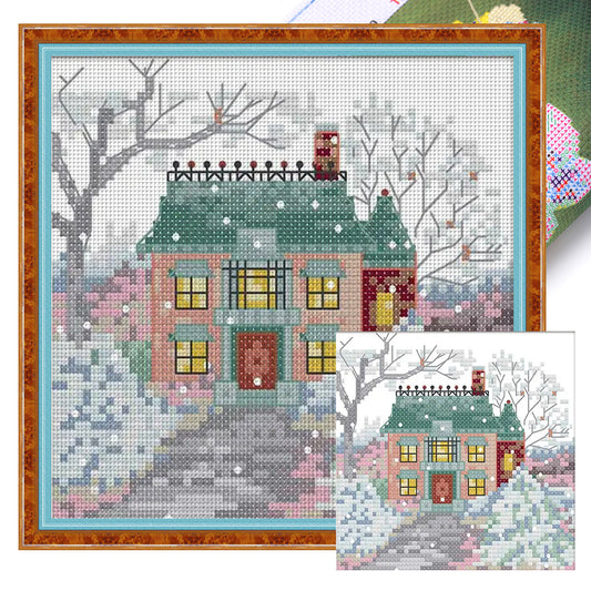 Cabin One - 14CT Stamped Cross Stitch 16*16CM(Joy Sunday)