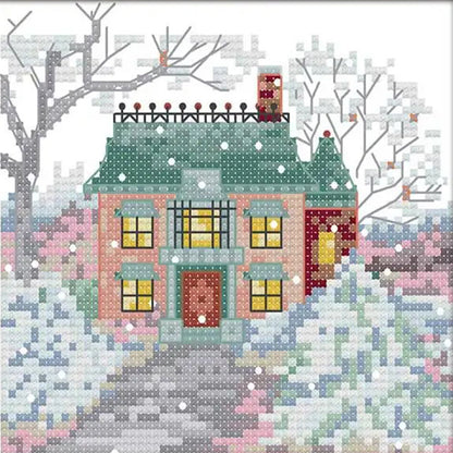 Cabin One - 14CT Stamped Cross Stitch 16*16CM(Joy Sunday)