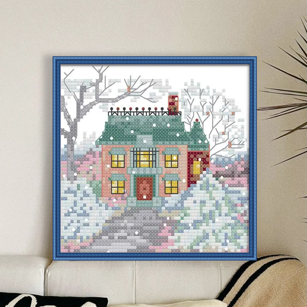 Cabin One - 14CT Stamped Cross Stitch 16*16CM(Joy Sunday)