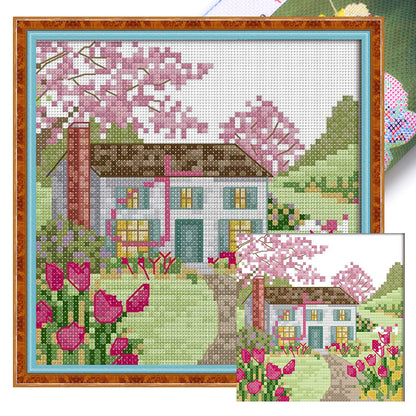 Cabin 2 - 14CT Stamped Cross Stitch 16*16CM(Joy Sunday)