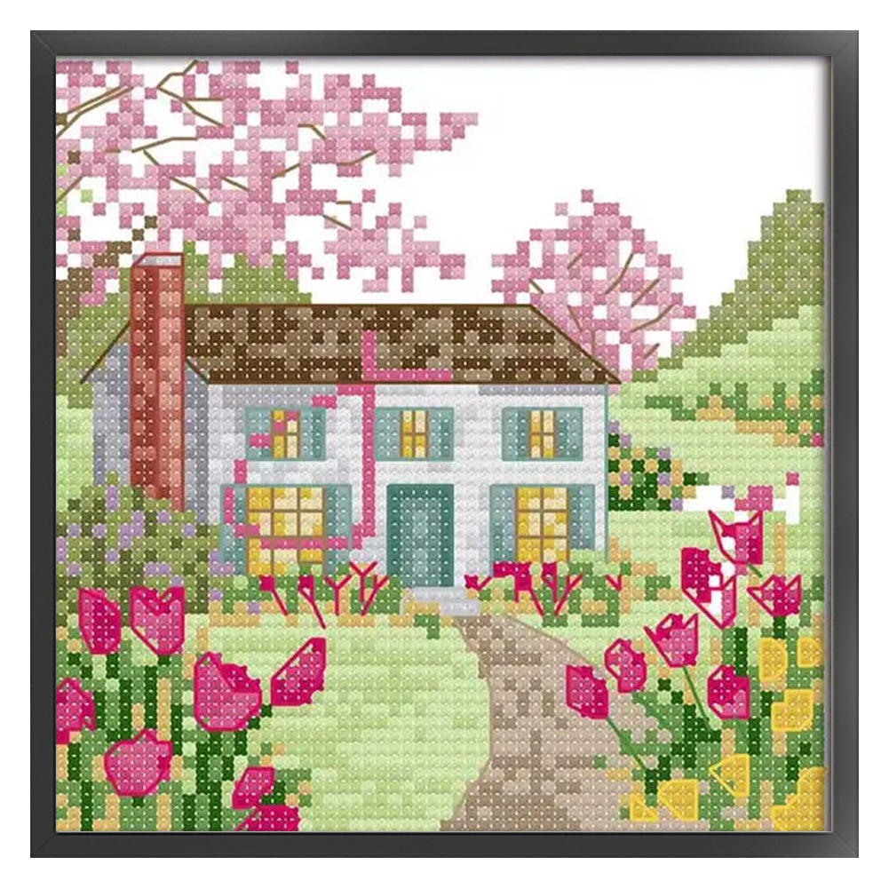 Cabin 2 - 14CT Stamped Cross Stitch 16*16CM(Joy Sunday)