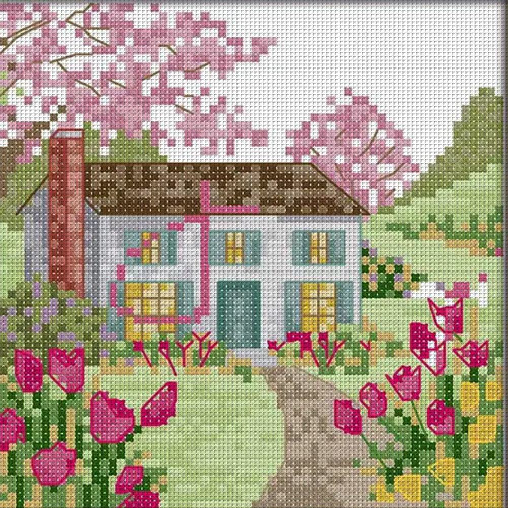 Cabin 2 - 14CT Stamped Cross Stitch 16*16CM(Joy Sunday)