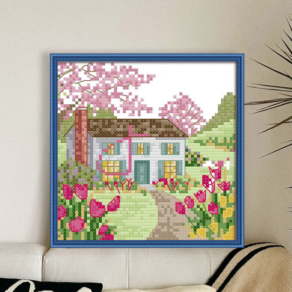 Cabin 2 - 14CT Stamped Cross Stitch 16*16CM(Joy Sunday)