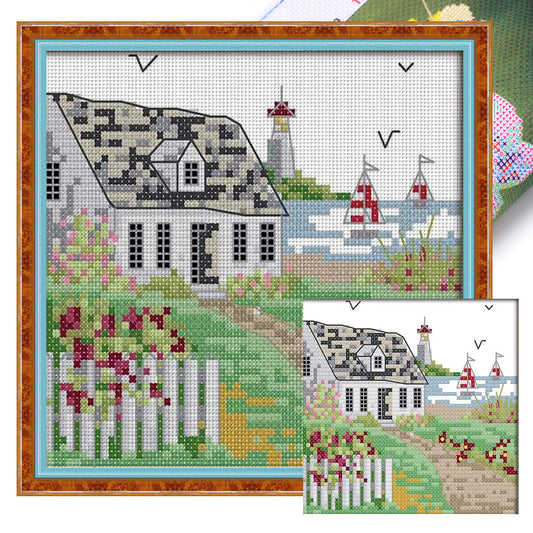 Cabin Four - 14CT Stamped Cross Stitch 16*16CM(Joy Sunday)