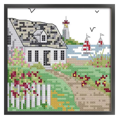 Cabin Four - 14CT Stamped Cross Stitch 16*16CM(Joy Sunday)