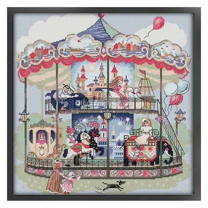 Carousel - 14CT Stamped Cross Stitch 41*42CM(Joy Sunday)