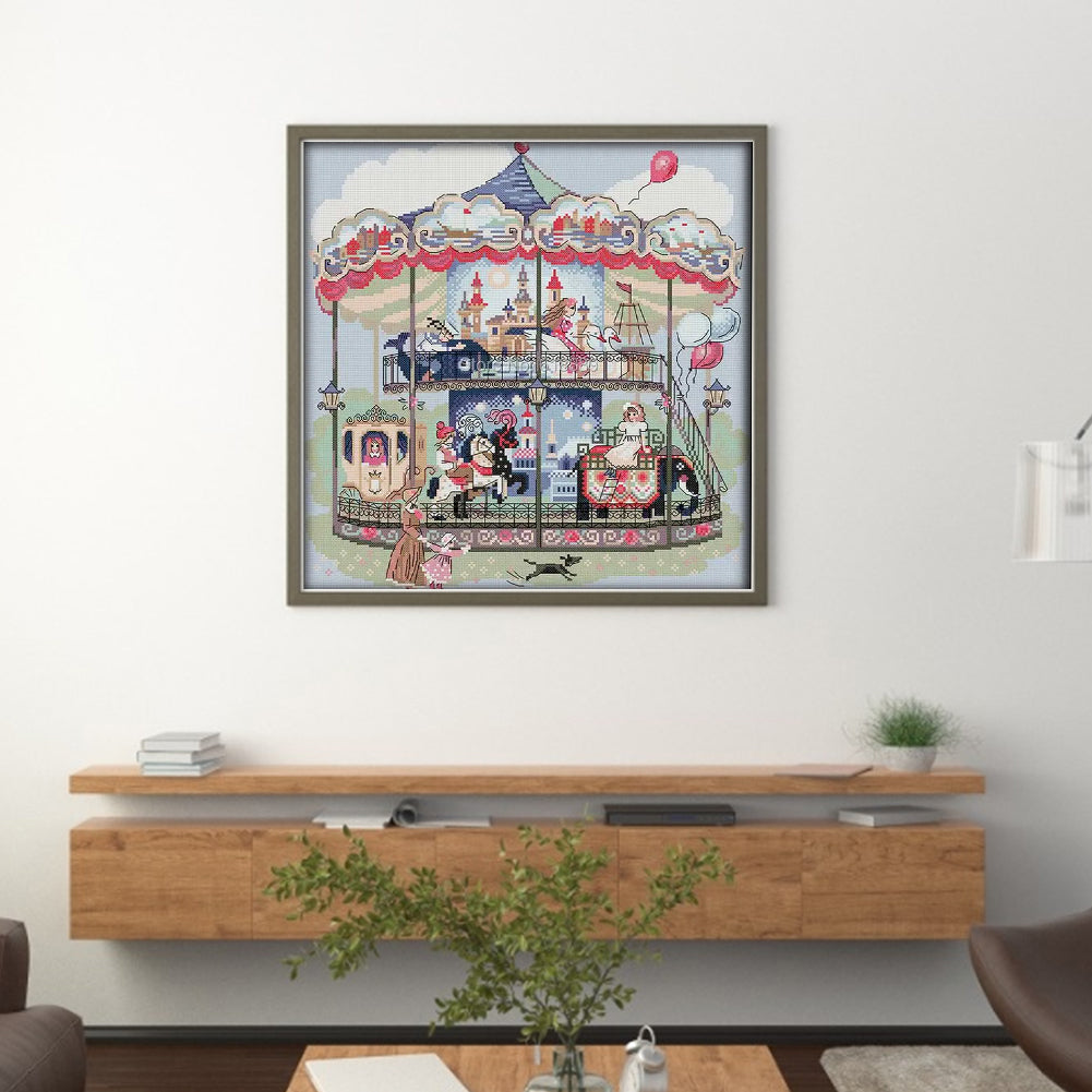 Carousel - 14CT Stamped Cross Stitch 41*42CM(Joy Sunday)