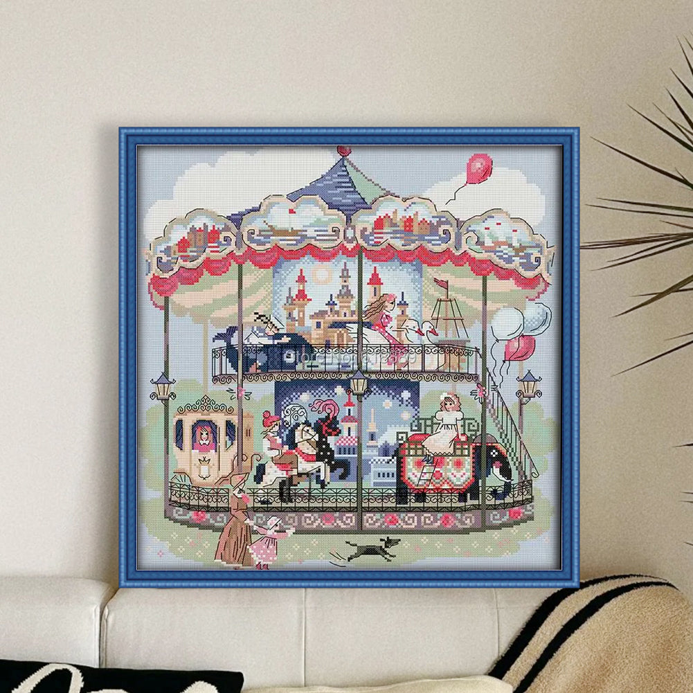 Carousel - 14CT Stamped Cross Stitch 41*42CM(Joy Sunday)